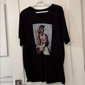 Black Graphic T-Shirt with Basketball Print